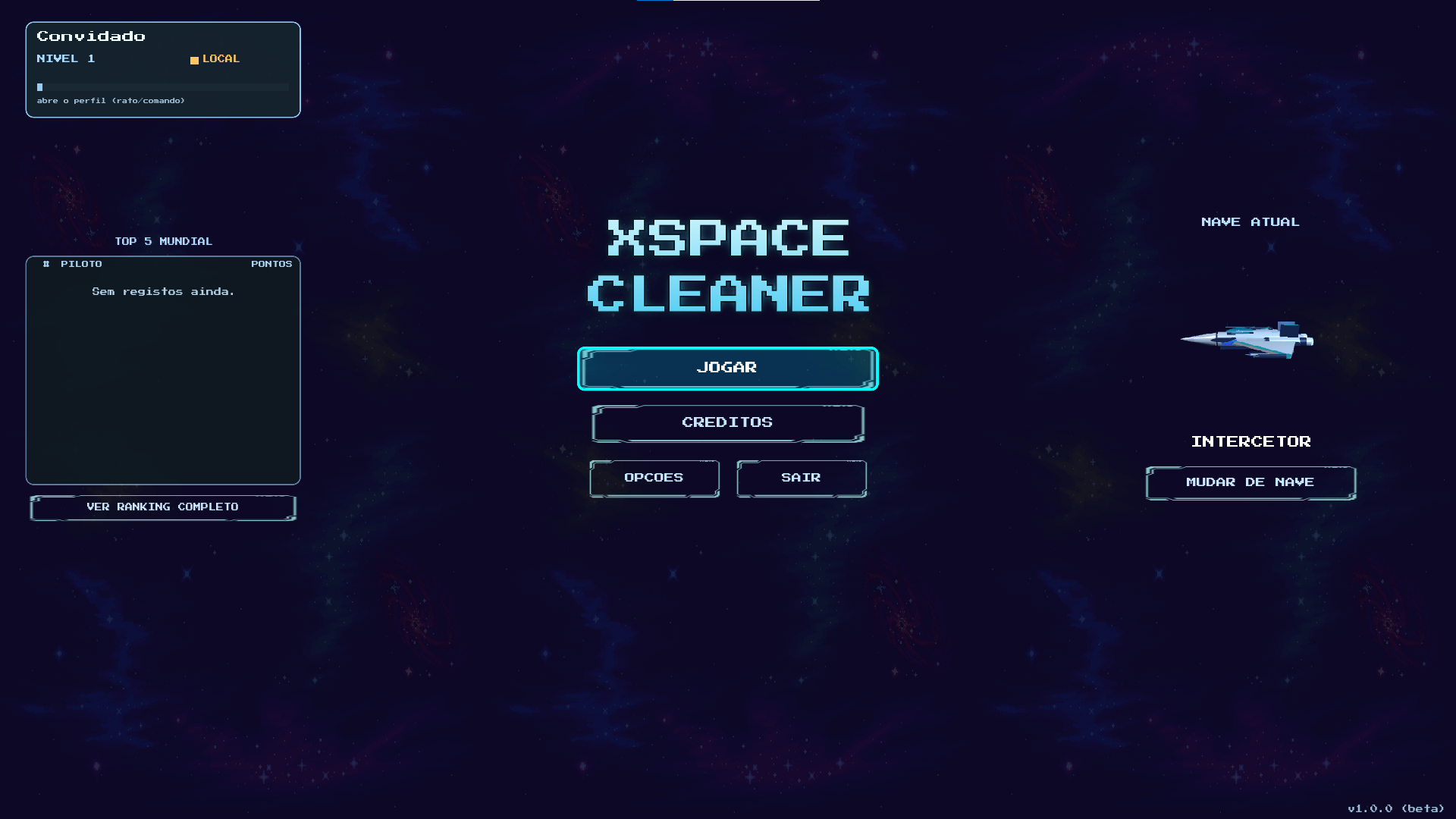 Menu do XSpaceCleaner
